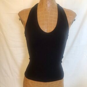 Black Stretch Halter Top by Bisou Bisou